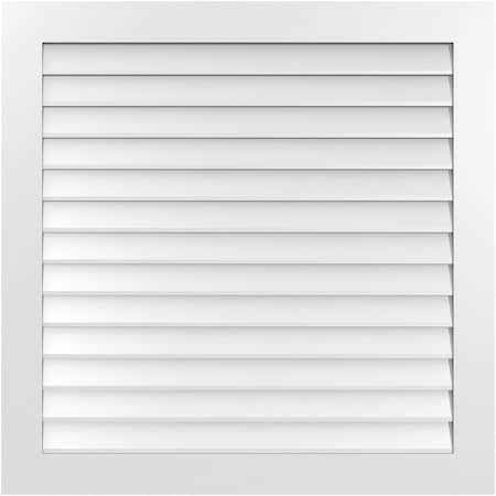 Ekena Millwork Vertical Surface Mount PVC Gable Vent: Non-Functional, w/3-1/2"W x 1"H, Standard Frame, 42"W x 42"H GVPVE42X4201SN